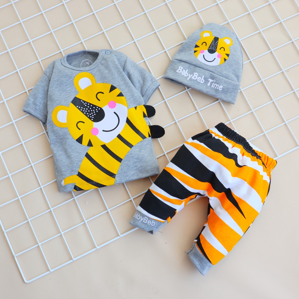 Nuna Store Baju anak laki laki / Setelan Baju Celana Anak Bayi laki laki dan perempuan  6-18 bulan cowok cewek adem BBB Motif Tiger