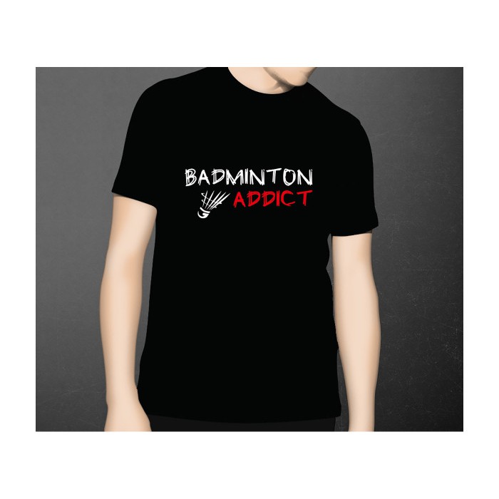 Premium T-shirt Badminton Addict - Kaos Badminton Indonesia - Kaos Bulutangkis - Kaos Design sendiri