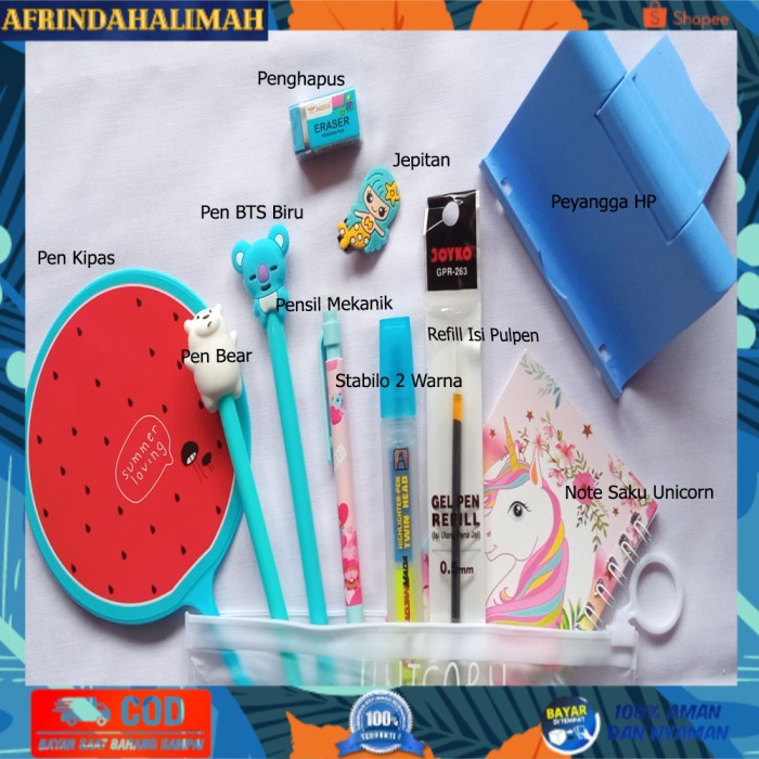 

[TERBARU] Paket Alat Tulis Anak Sekolah Set Buku Unicorn Pulpen Pensil BTS Murah