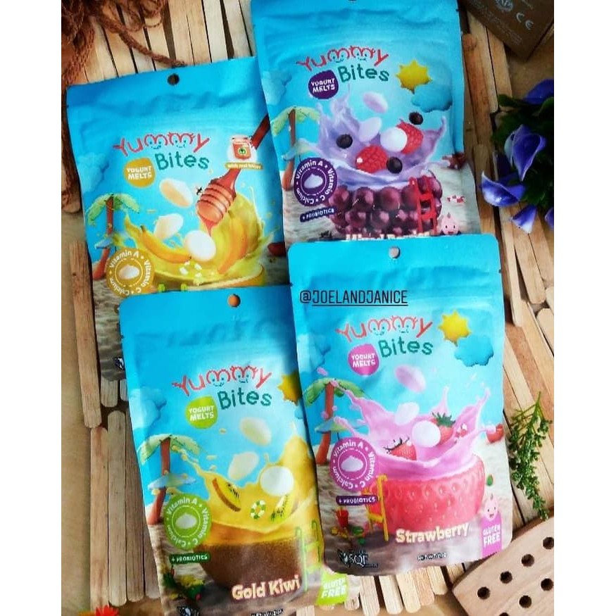 Yummy Bites Yogurt Melts 20gr (1tahun) / Yummybites Yogurt Melts 20gr / Snack MPASI / Snack Bayi / Snack Anak / Cemilan Bayi / Cemilan Anak /  Non MSG / Non pengawet / Non gula / Non garam