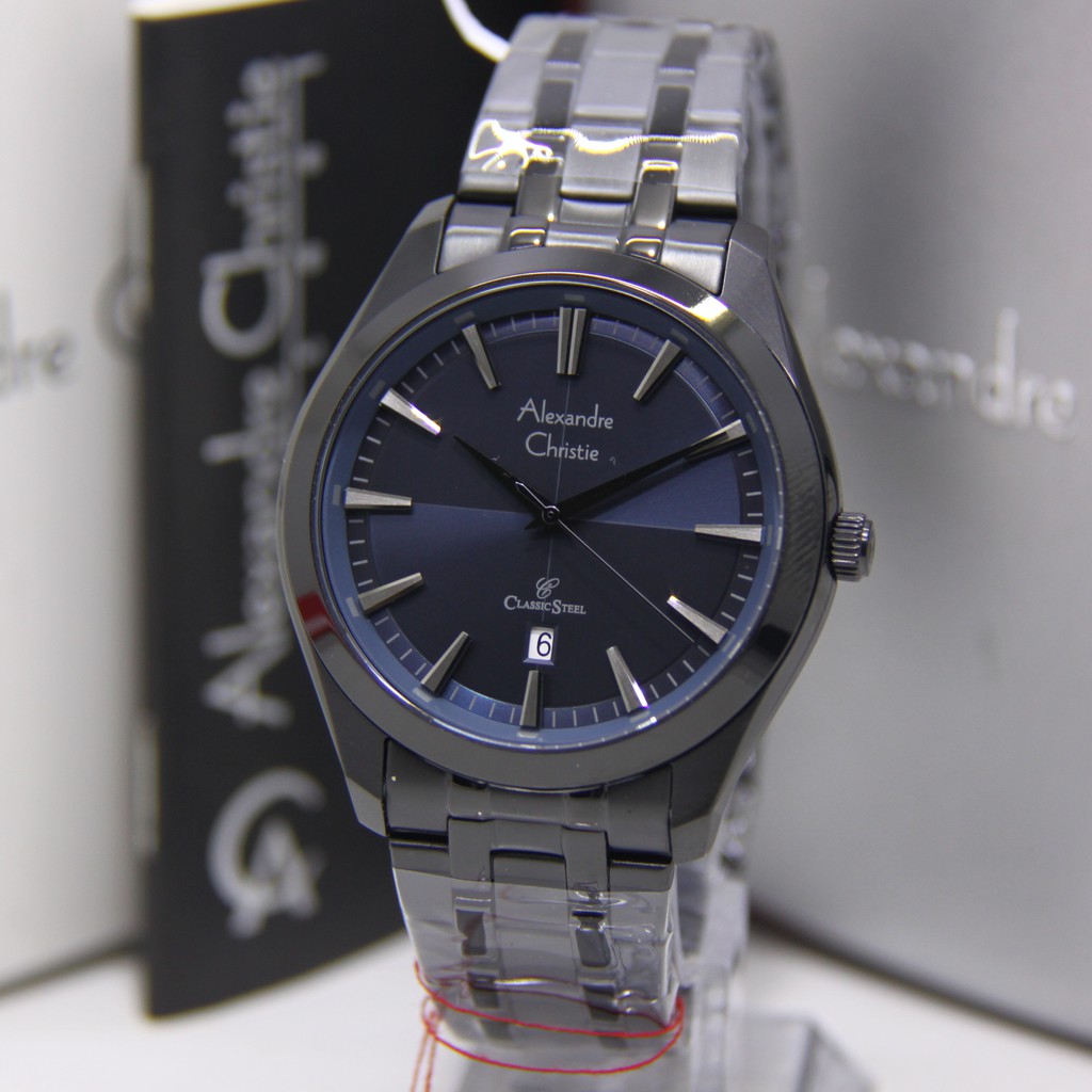ALEXANDRE CHRISTIE 8646 PRIA BLACK BLUE ORIGINAL AC 8646 JAM TANGAN COWOK ARLOJI COWOK FASHION