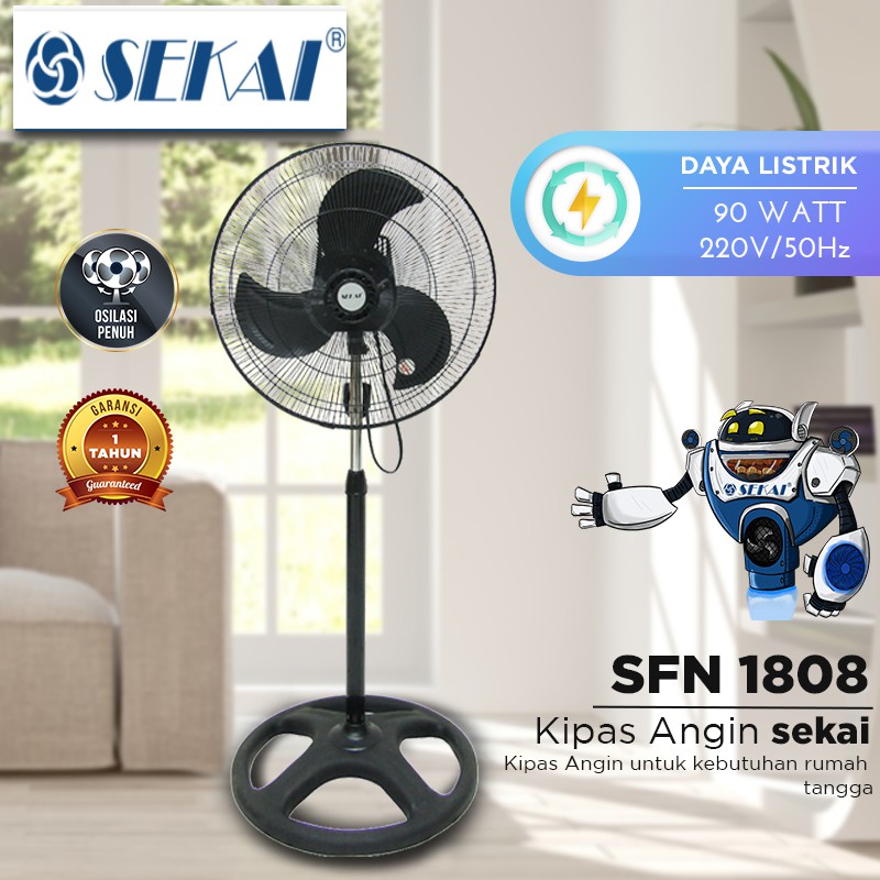 SEKAI Kipas Angin Berdiri / Stand Fan Tornado Metal 18 Inch - SFN 1808