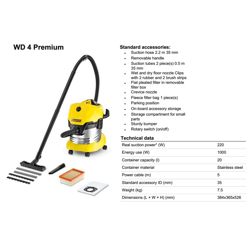 Karcher MV 4 Premium / WD 4 Premium Wet and Dry Vacuum Cleaner