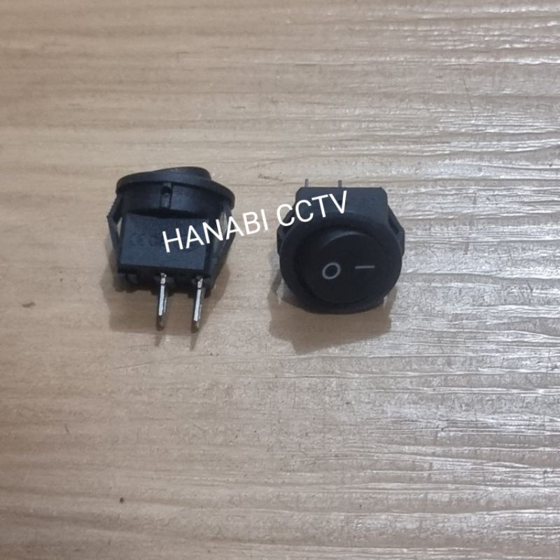 Rocker Switch On Off Dispenser Hitam Bulat Kecil 2P 2 Pin Saklar 2Pin