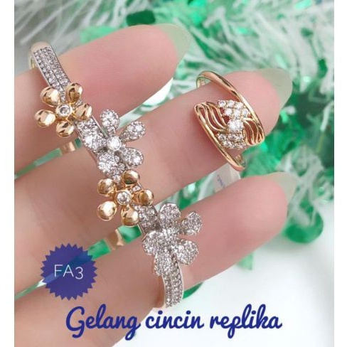 (SEP) TERMURAH Set Perhiasan Xuping Lapis Emas Gelang Ring Bunga Cincin Berlian Titanium Realpict