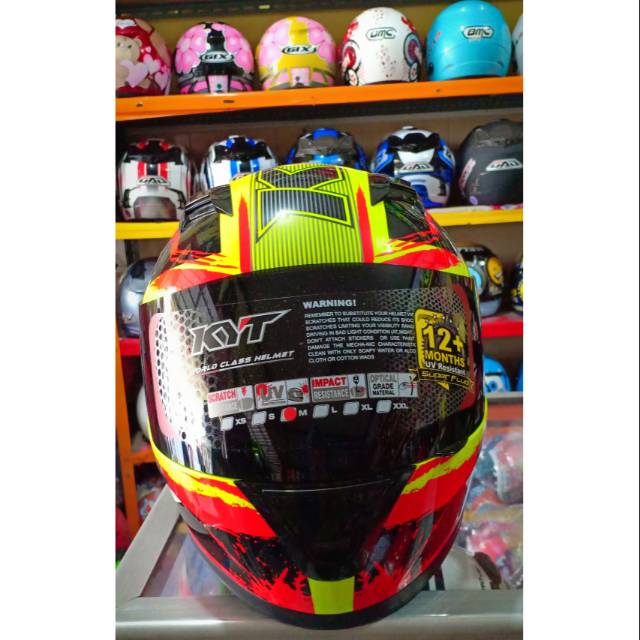 HELM KYT R10 SERI#2 YELOW FLUO/RED ORIGINAL KYT