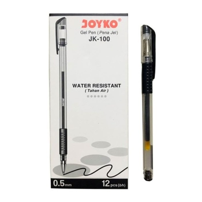 

NEW Joyko Gel Pen King Jeller JK-100 Tinta Hitam Bolpen Pulpen 1 Lusin - Hitam