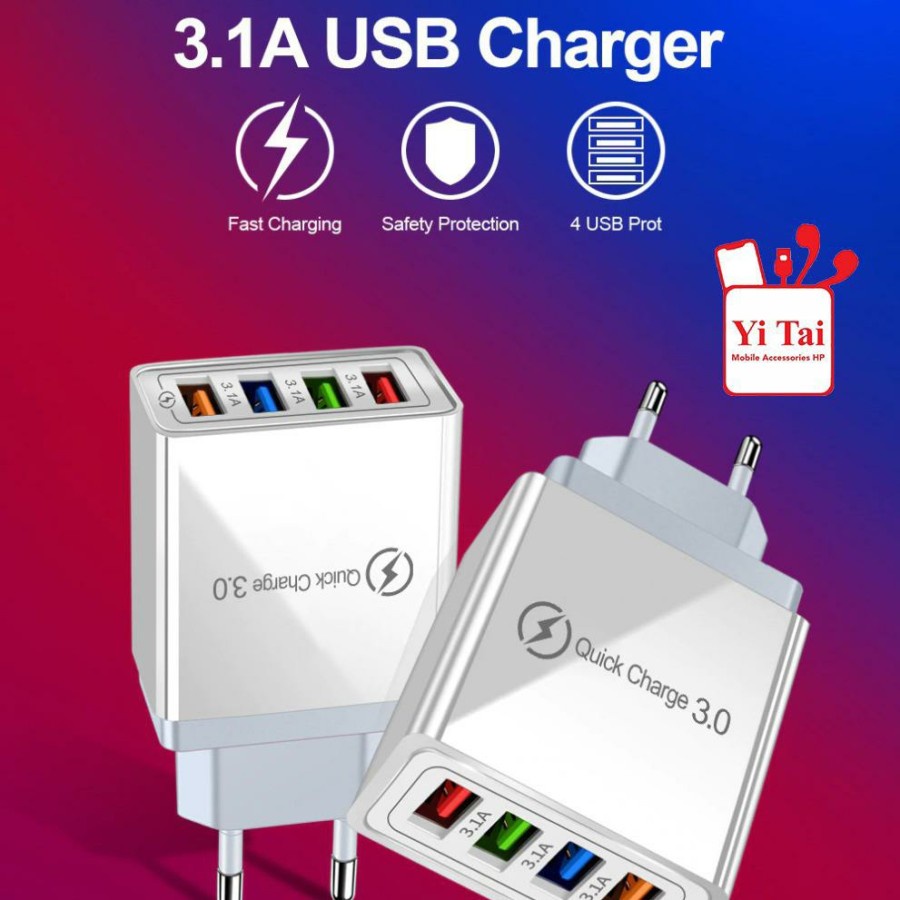 CHARGER 4USB QUICK CHARGE 3.0 FAST CHARGING YI TAI QC04 - BATOK CAS AN 4 USB - FA