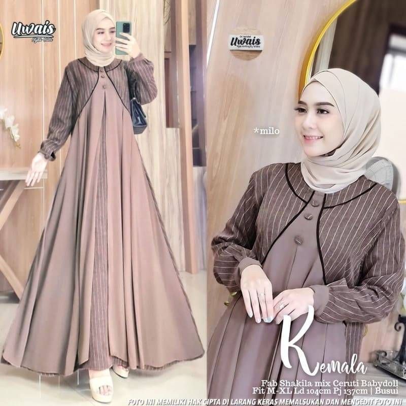 AS Kemala DRess Maxy 2in1 / gamis plus outer rompi bisa di lepas / gamis outer pisah / gamis  syakil