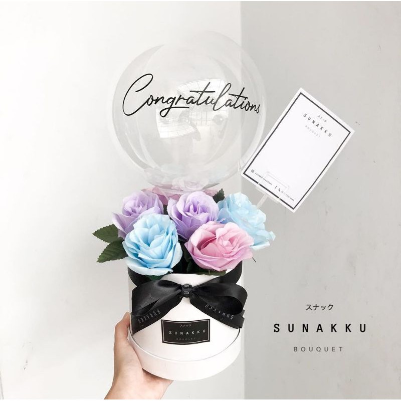 Reguler Bloom Box | Sunakku Bouquet | Graduation Doll Hampers Hadiah Kado Wisuda Birthday bunga flow