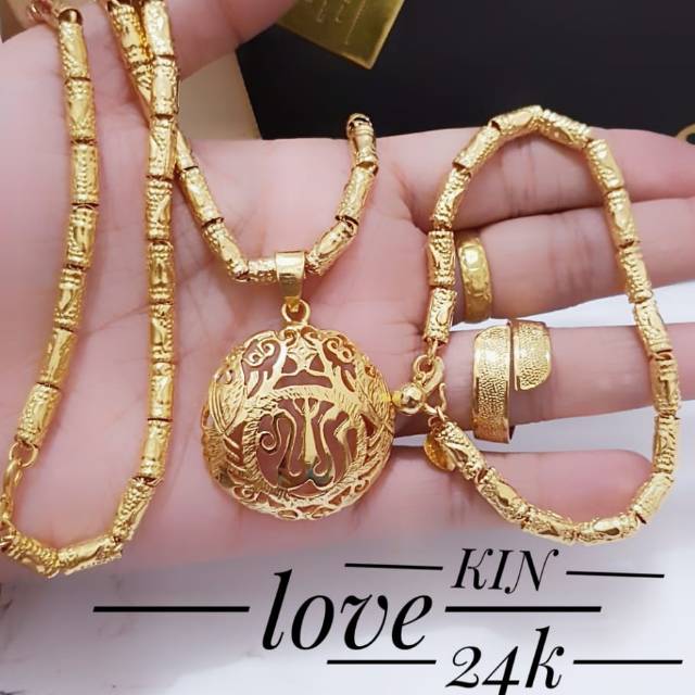 Set perhiasan 24k gelang kalung cincin