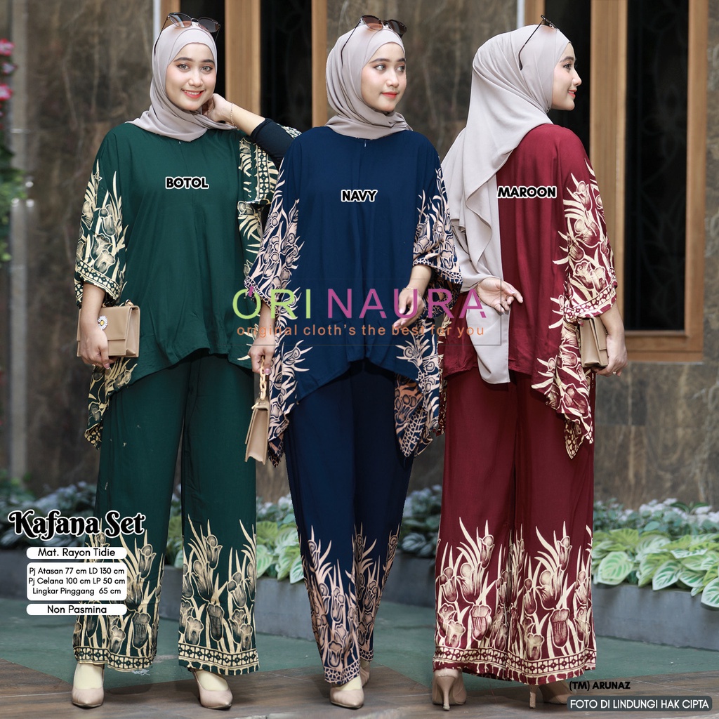 Kafana Set Jumbo  - One Set Jumbo Waka Waka Setelan Wanita Rayon Premium  Set Celana Panjang Batik Bigsize Kekinian