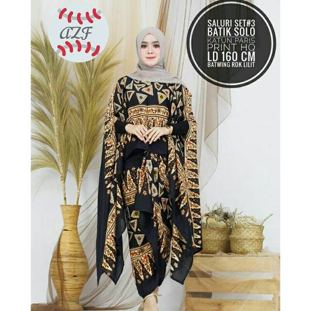 Setelan Batik Srikandi/ Batwing Batik Srikandi/ Set Batwing Batik Paris/ Rok Lilit Batik/ Set Rok