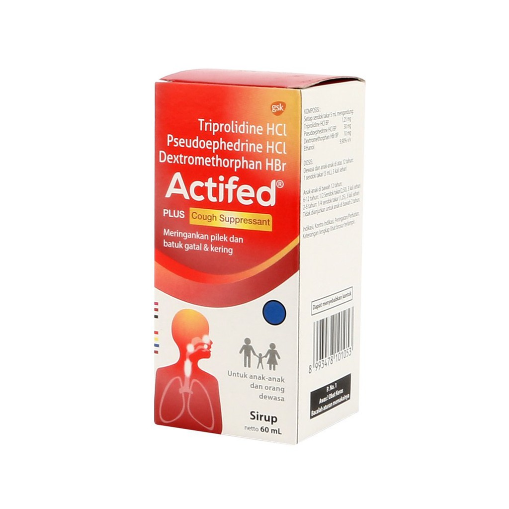 Actifed Merah 60ml - Actifed Batuk Kering 60ml