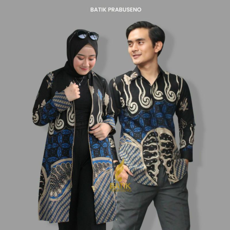 PITALOKA Kemeja Slimfit Batik Couple Prabuseno Tunik Sarimbit Modern Branded Bahan Katun Halus Full 