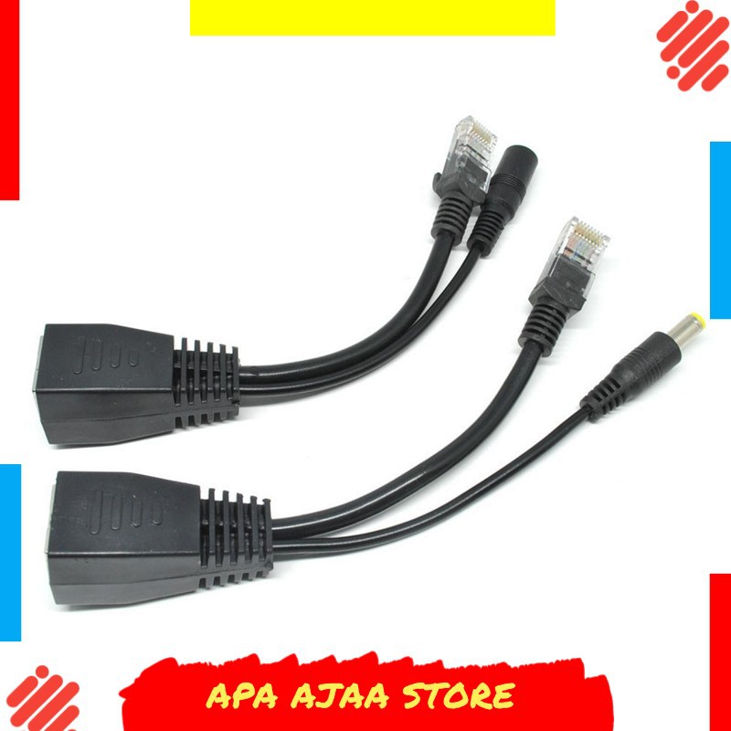 Terbaru ! Passive PoE Power Over Ethernet Cable with Male &amp; Female Power Plug