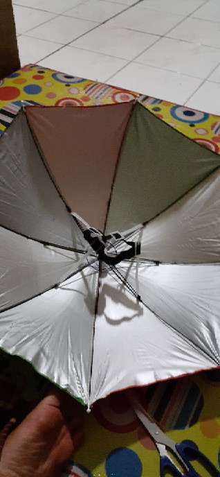 Payung Topi / Headband Umbrella Hat/ Topi Payung Mancing / Payung Kepala Motif Pelangi 60 Cm