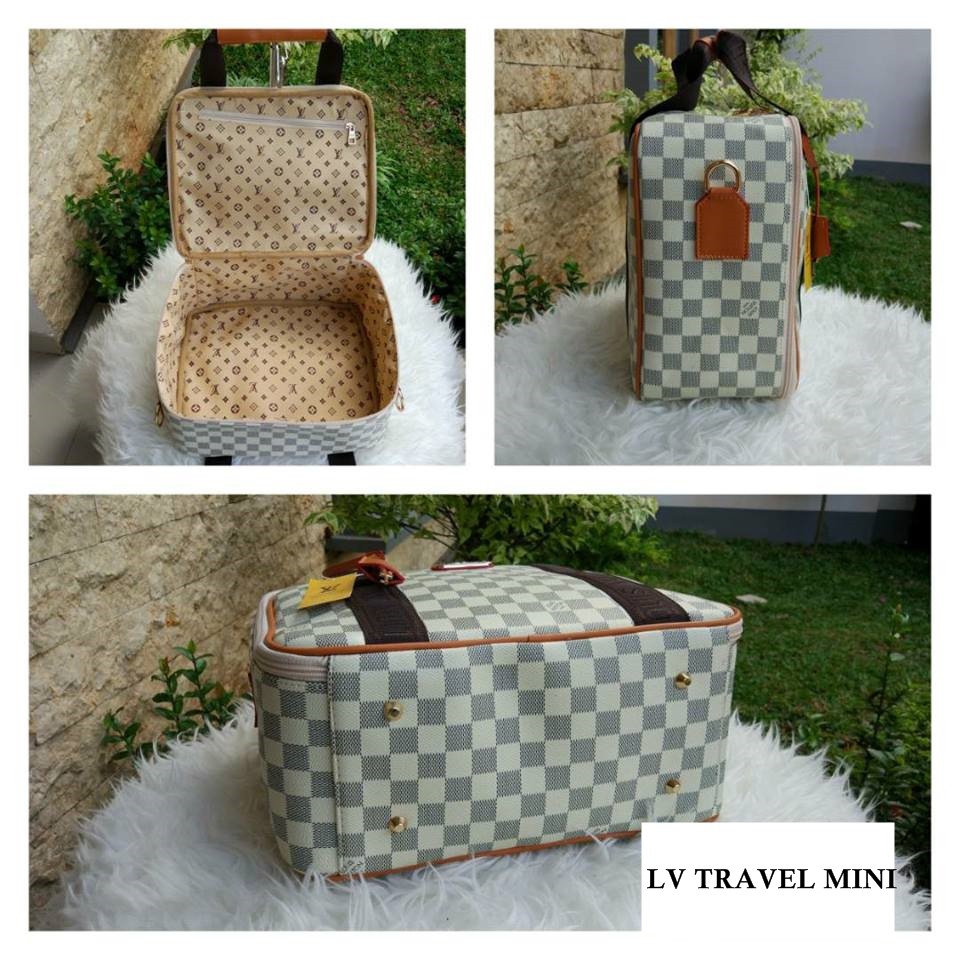 Terbatas Tas Fashion Kosmetik Make up Wanita Branded Travel LV Model Koper Mini