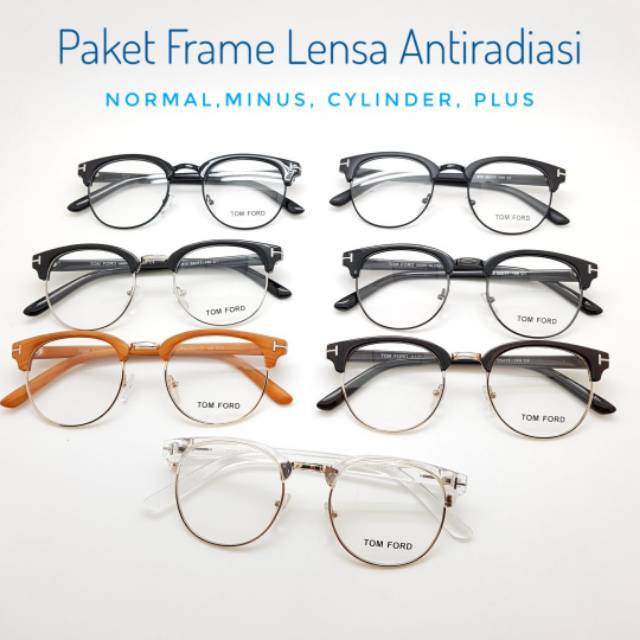 Frame Kacamata Minus Bulat Klasik Tomford 813 - Kacamata lensa Antiradiasi minus pria wanita