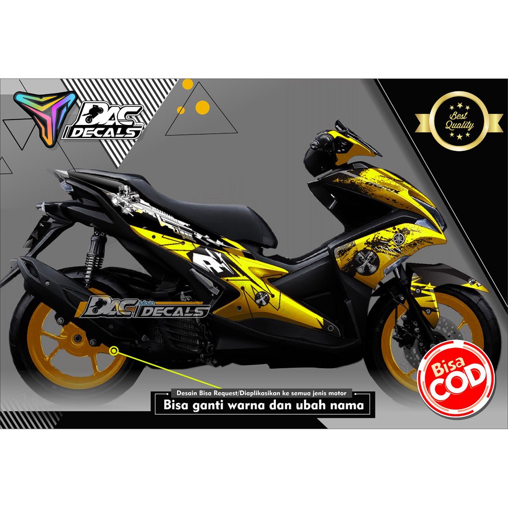 Sticker decal full body Yamaha Aerox Hitam Kuning Grafis