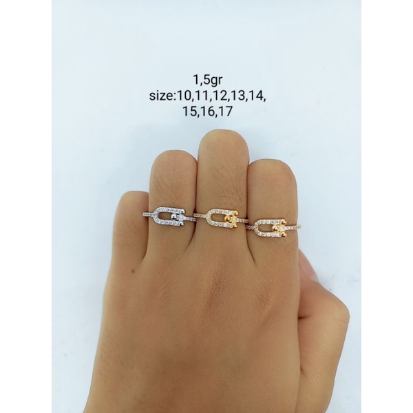 CINCIN PERAK ASLI 925 LAPIS EMAS/CINCIN MATA PUTIH COR/CINCIN ASLI SILVER/CINCIN FASHION WANITA