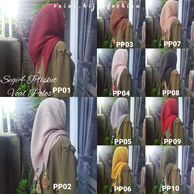 Segi Empat Plisket Polos Jambul by Azara