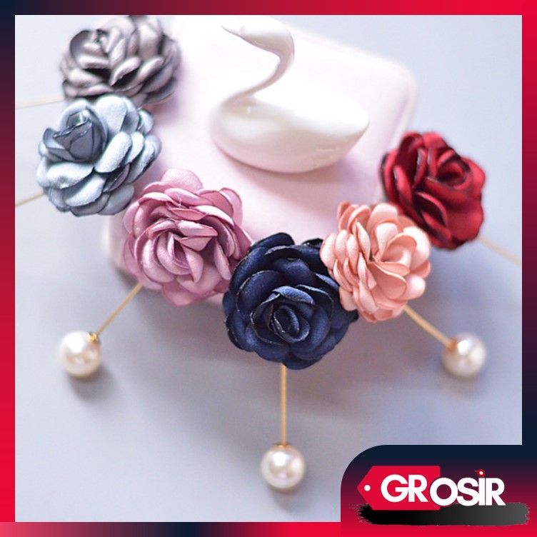 Grosir - F522 Pin Tusuk Mutiara Double Korea / Bros Pearl Pin Brooch /Peniti Jilbab Jarum Pentul Pin