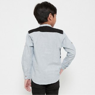 M231 Kemeja Anak Laki Laki Shanghai Combination Panjang Biru 0516B