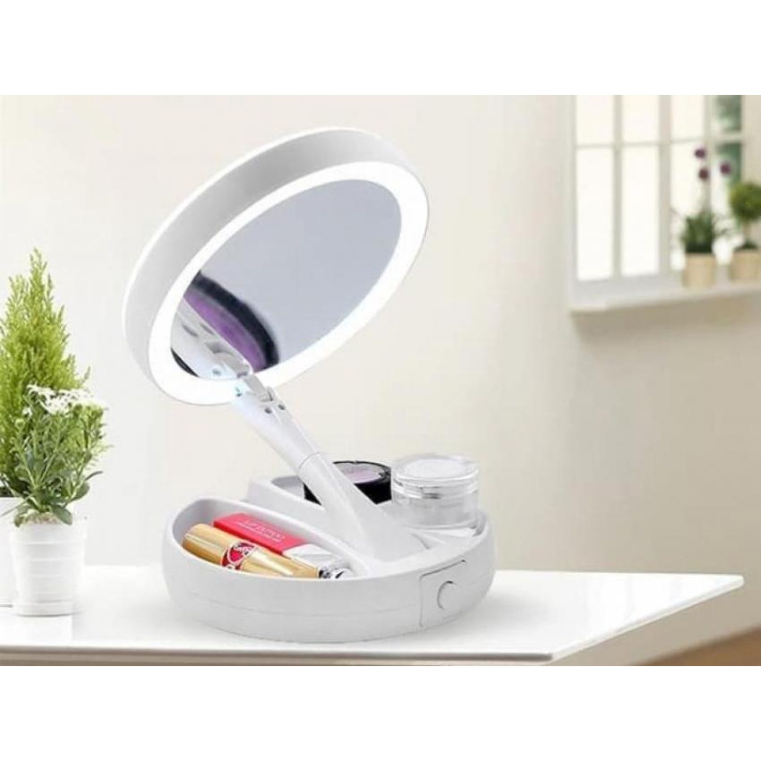Makeup Lampu Cermin Pembesar Rias Dua sisi Kosmetik Mirror LED Lipat
