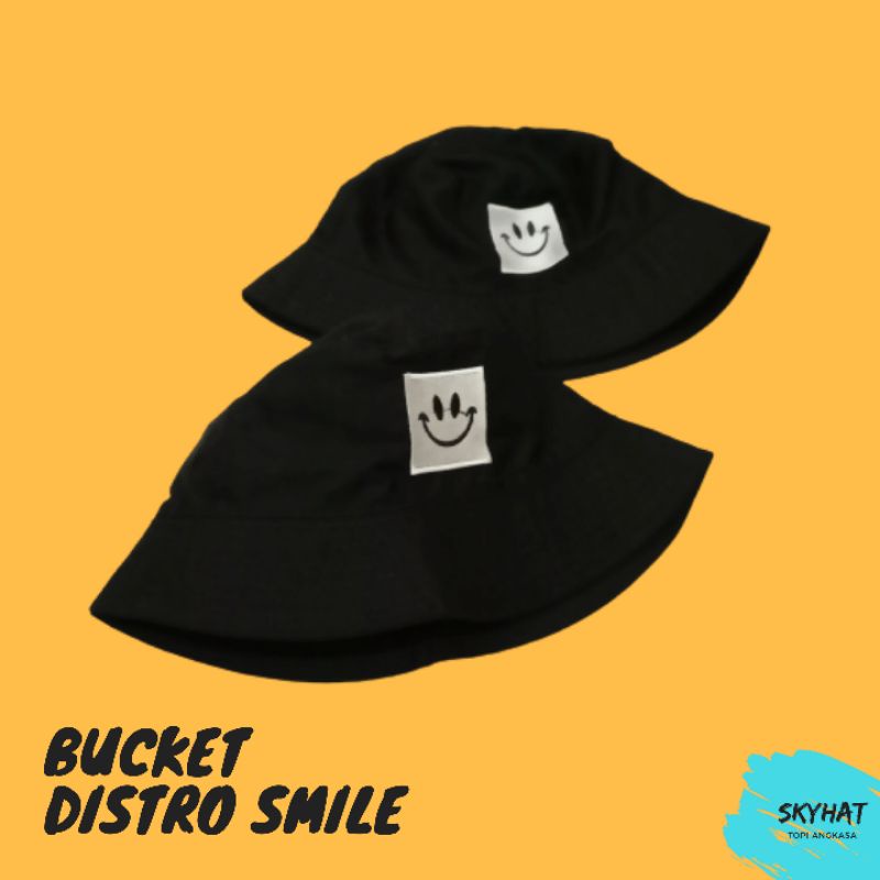 Bucket Distro Hat Smile Bolak Balik Topi Bucket Hat Bordir