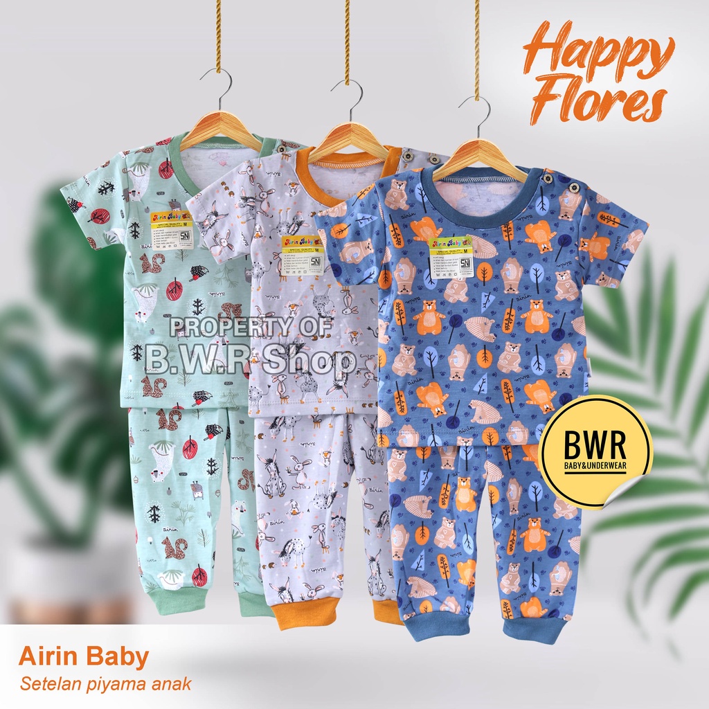 CPR Setelan AIRIN BABY Happy Flores World Zoo Terbaru / Setelan Piyama Anak Bayi Santai Harian Baju Tidur Anak | Bwr