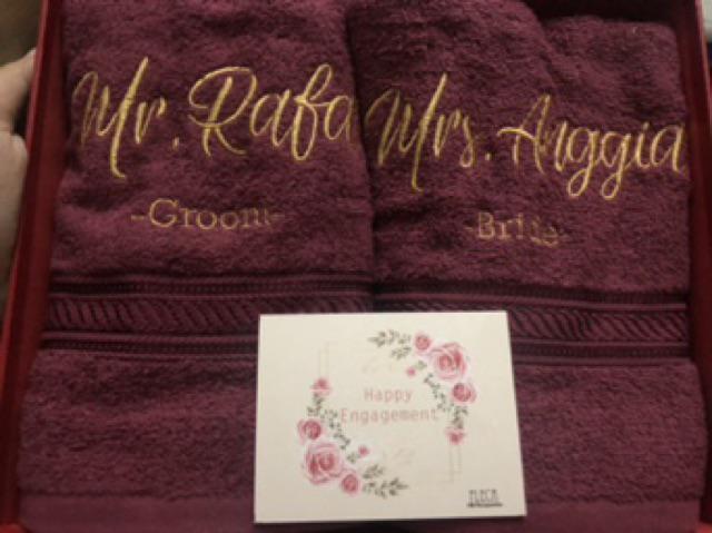 Fast Po Hamper Handuk Custom Nama Hadiah Pernikahan Seserahan Fleca Deluxe 50x100 Cm Giftbox