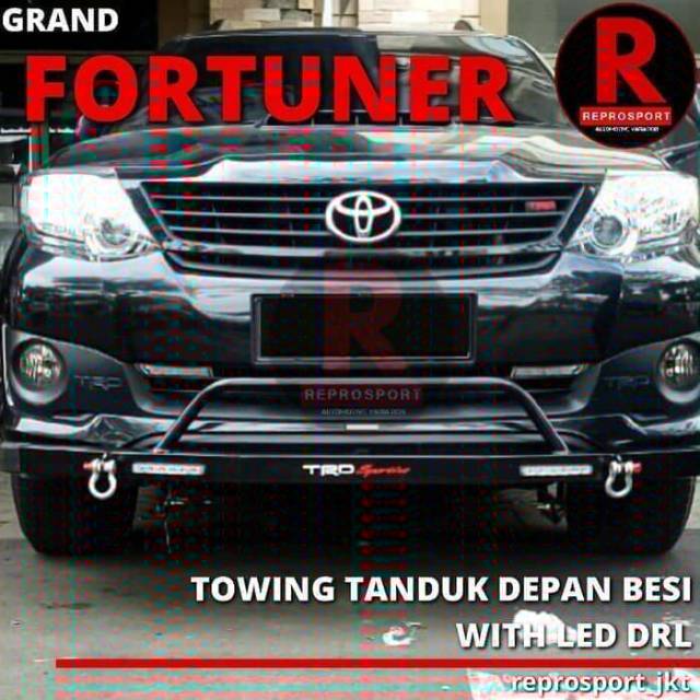 Towing besi tanduk bumper depan all new Fortuner/Fortuner OLD + Lampu LED