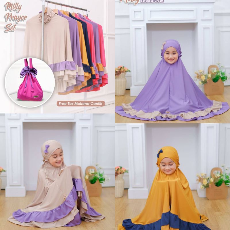 MUKENA ANAK TERBARU 9-12 TAHUN/MUKENA RAYON PREMIUM/MILLY PRAYER SET/MUKENA KIDS FREE TAS/SHAFA MUKENA/FASHION MUSLIM ANAK TERLARIS/FAR MOSLEMSTORE