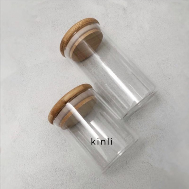 glass jar with wooden lid toples kaca borosilicate tuyup kayu 250ml