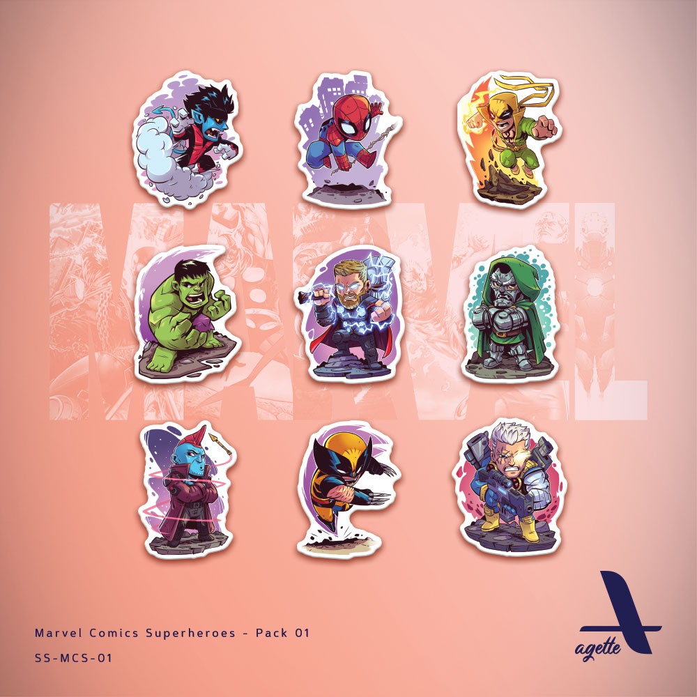 

9 PCS - Stiker Marvel Comics - 04 - Laminasi - Waterproof Sticker
