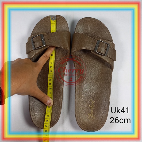 F2153 Sandal Selop Wanita Gesper Import Glanzton Sendal Slop Karet Empuk Cewek Murah Slip On