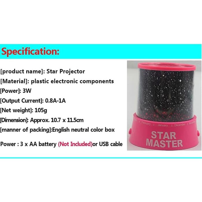 STAR MASTER LED Night Light Projector