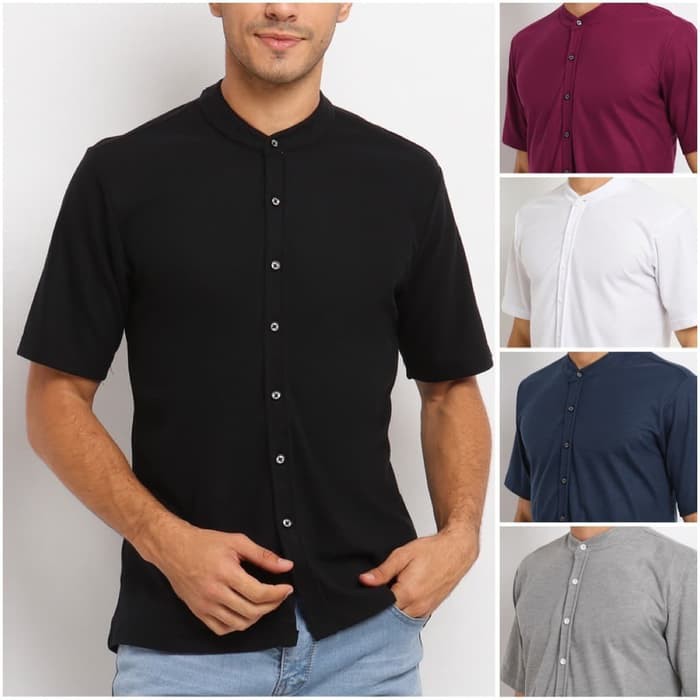 KLSS ORIGINAL Kemeja Lacoste Kerah Ciangi Lengan pendek - Hitam M