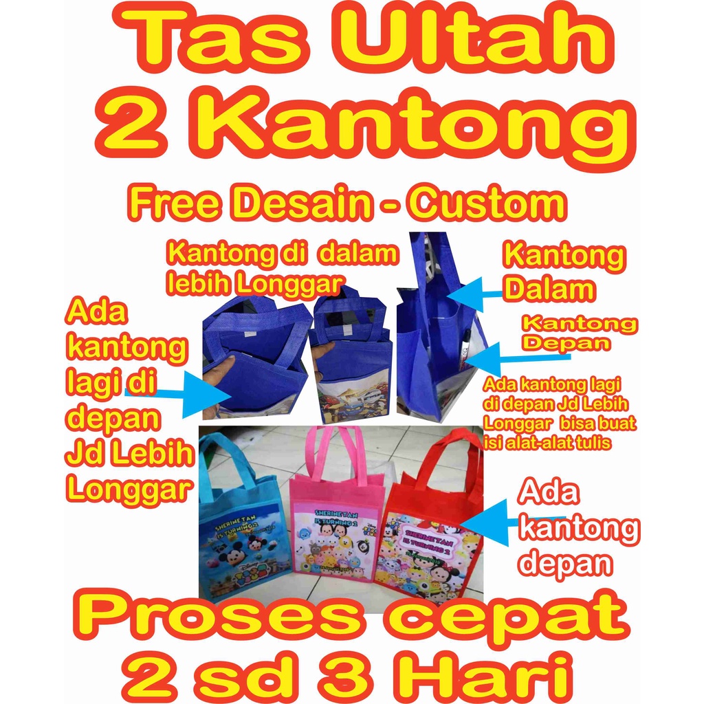 

COD Tas Ulang Tahun Unik 2 Kantong atau Model Saku Goodie Bag Ulang Tahun Anak Tas Ultah MURAH