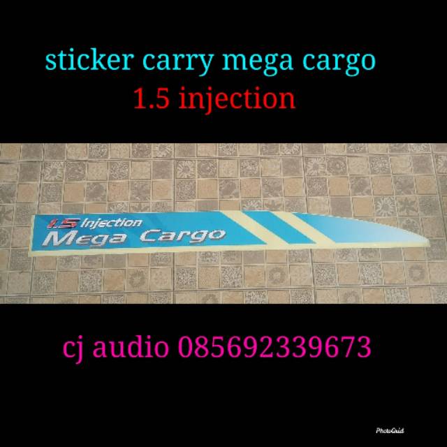 Sticker stiker Mobil tulisan Carry Mega cargo injection 1.5 pick up bak