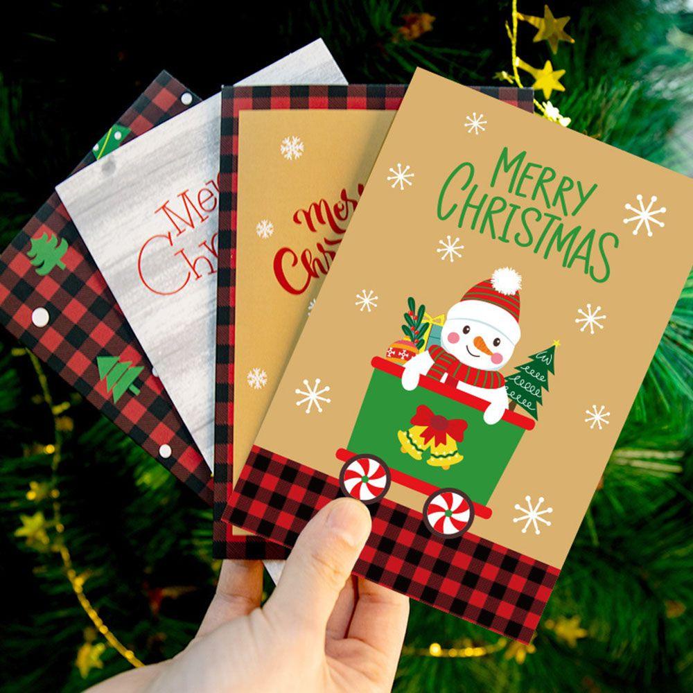 Solighter 6Pcs/Pack Kartu Natal Merry Christmas Handwritting Berkah Kagumi Kartu