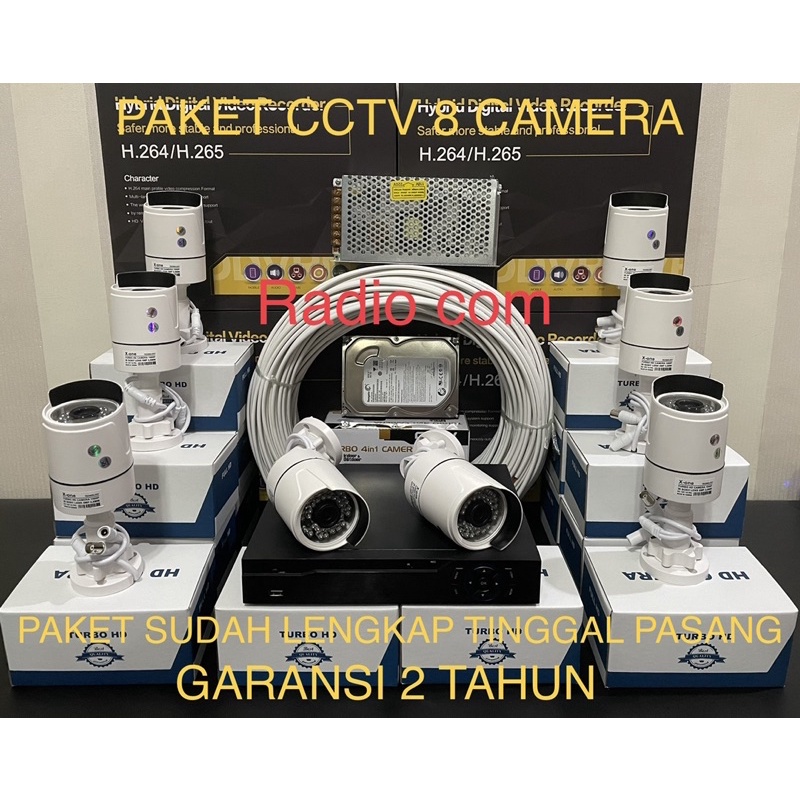 paket cctv 8 chanel 8 camera 5mp 1080p turbo hd ic sony exmor(full outdoor)