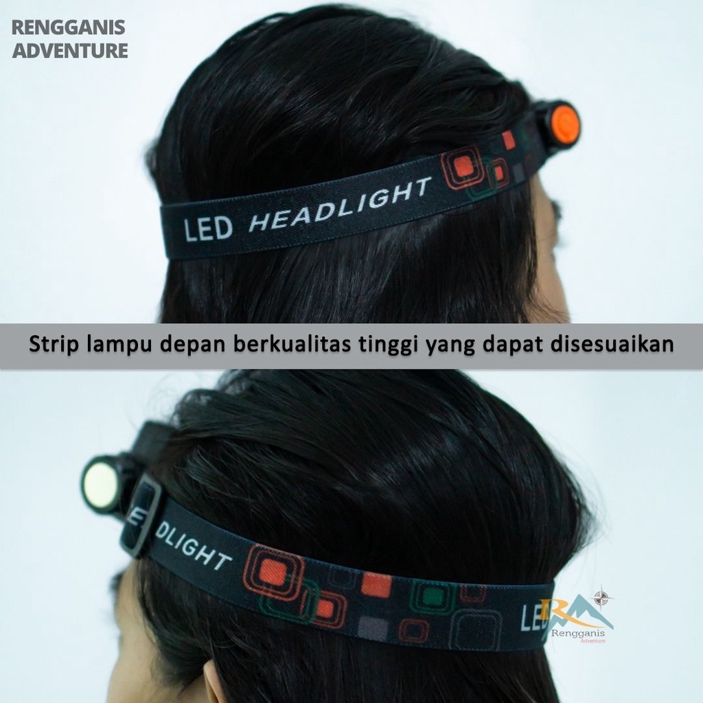 Headlamp LED High Power Mini Lampu Senter Kepala USB Penerangan Hiking