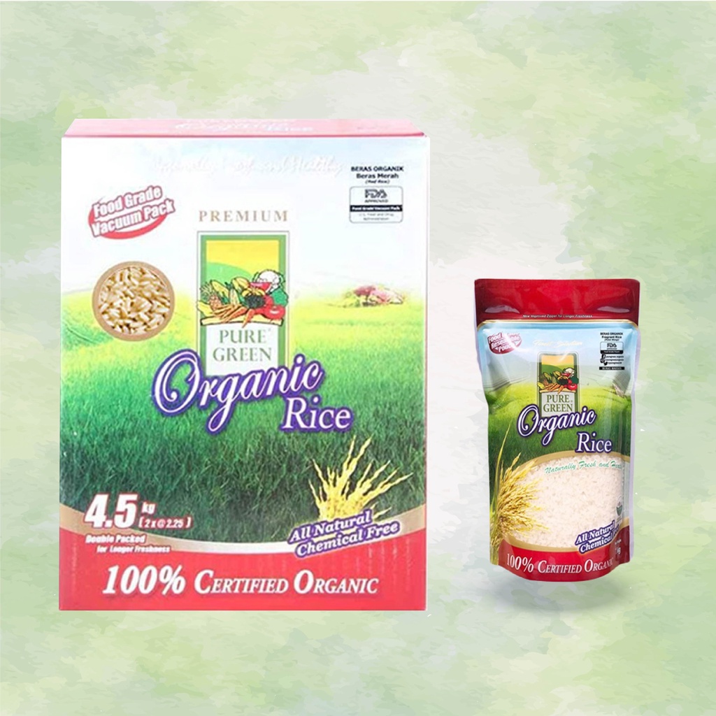 

1 Puregreen Beras Organik Brown - 1kg & 1 Puregreen Beras Organik Fragrant/ P Wangi - 1kg