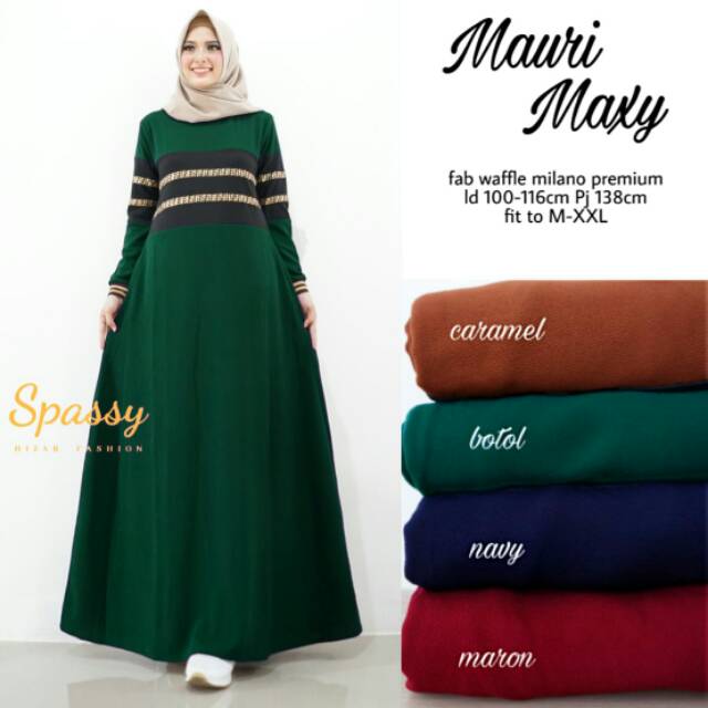 Mauri Maxy Gamis Branded Ori Spassy Polos Mix Motif