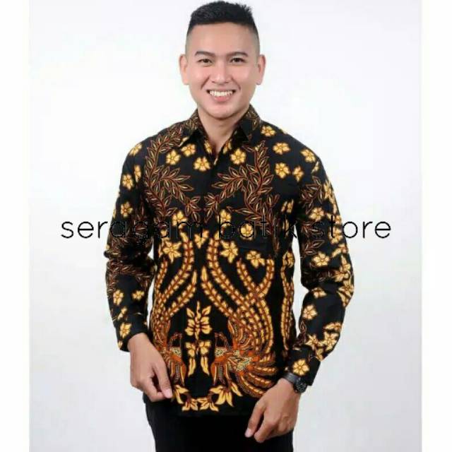 Kemeja batik panjang motif cendrawasih kuning