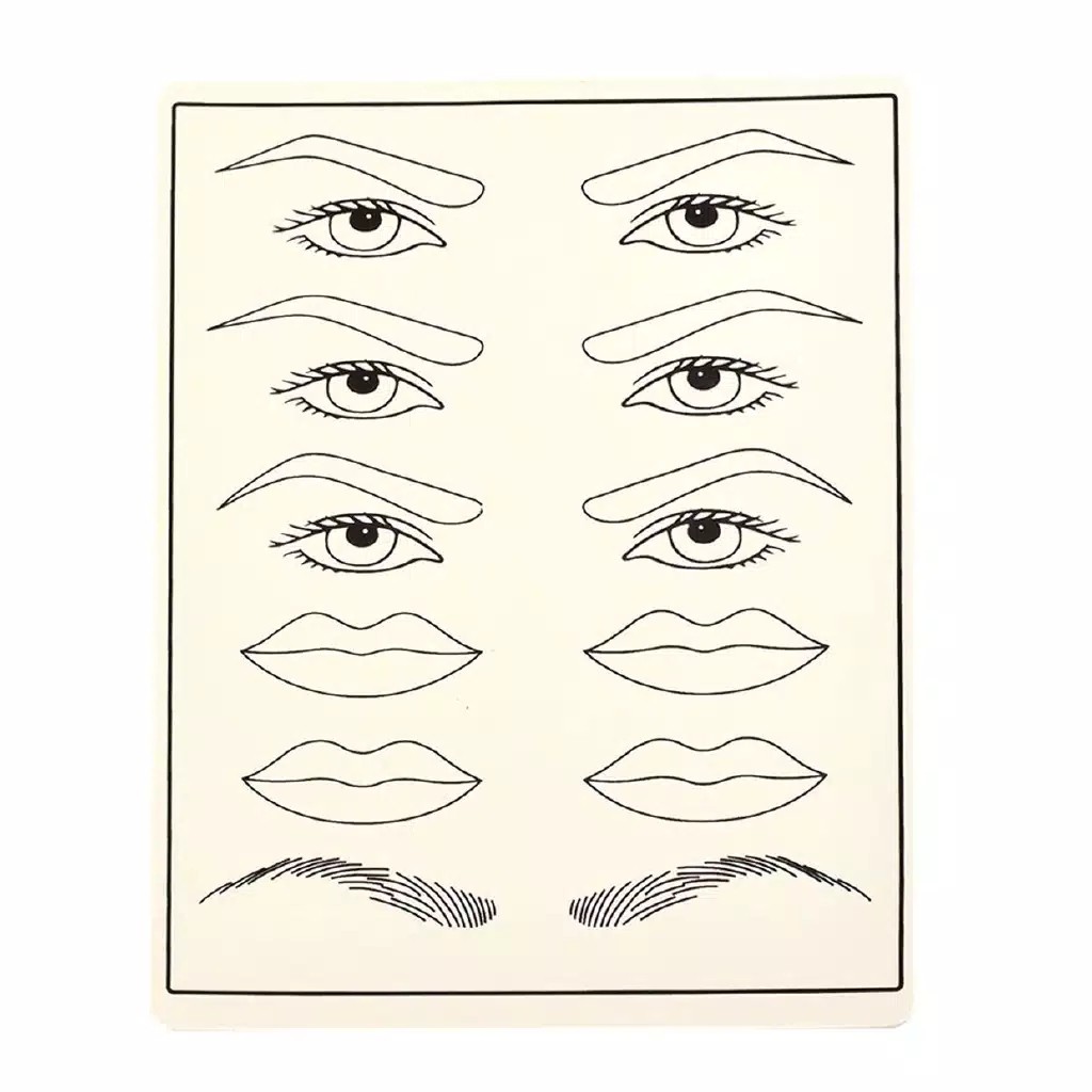 KULIT LATIHAN POLA SULAM ALIS BIBIR EYELINER / MANEKIN EYELASH EXTENSION / PRACTICE SKIN