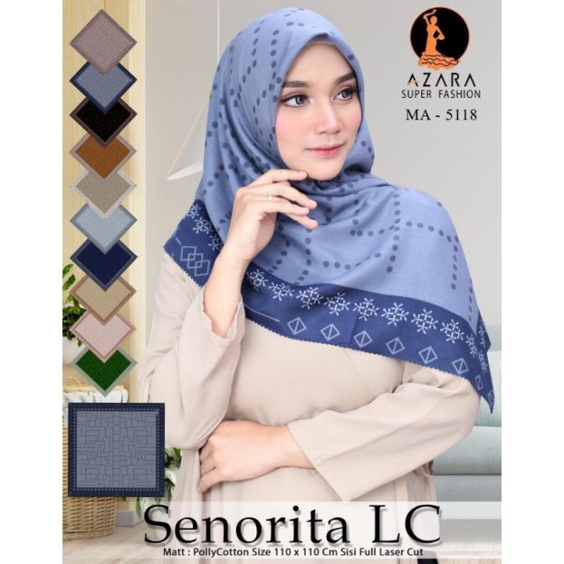 (original Azara) segi empat SENORITA MOTIF LC •• hijab segi empat Motif-3