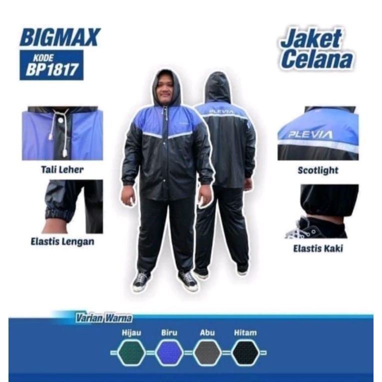 Jas Hujan Stelan Big Max JUMBO Big Size XXXL Setelan Jaket Celana Plevia Big Max 1817 / Jas Hujan Bigmax  Plevia 1817 Bigmax xxxl jumbo besar